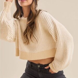 Altar'd State Cream Cropped Sweater